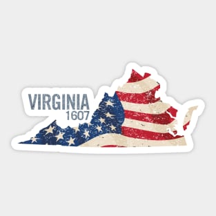 Virginia 1607 with USA Stars and Stripes Sticker